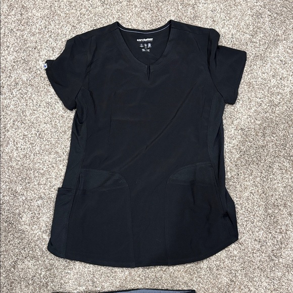 Scrubstar Premium Black Scrub Top and Bottoms - Picture 3 of 5